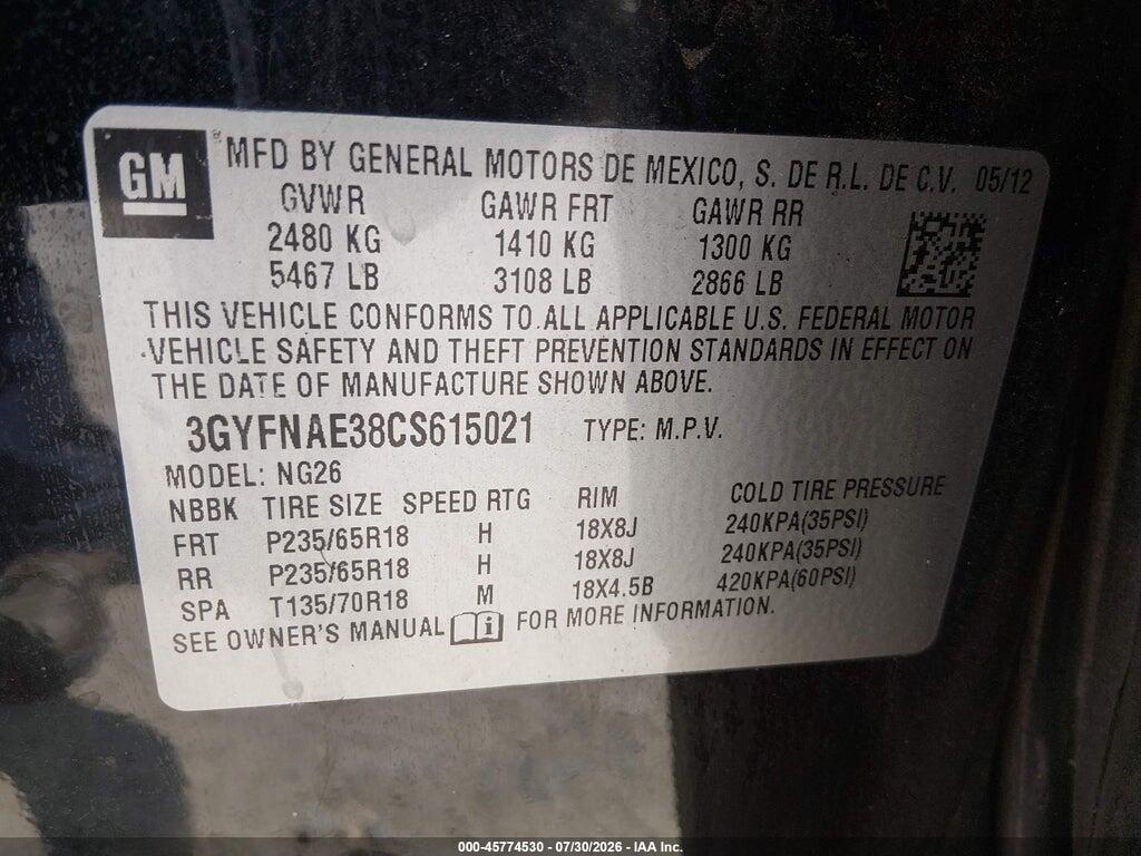 3GYFNAE38CS615021 2012 CADILLAC SRX photo no. 9