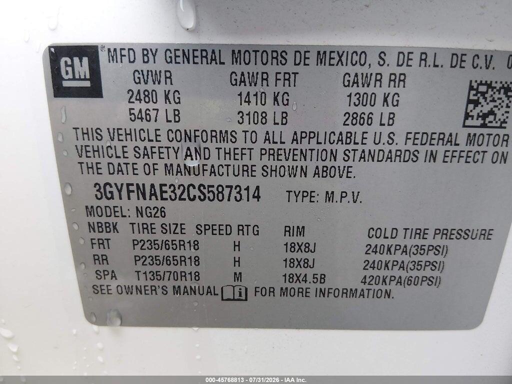 3GYFNAE32CS587314 2012 CADILLAC SRX photo no. 12