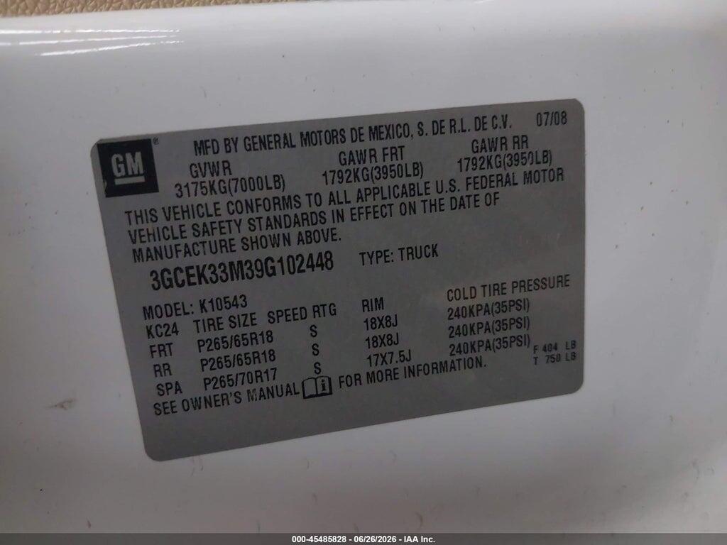 3GCEK33M39G102448 2009 CHEVROLET SILVERADO 1500 photo no. 9