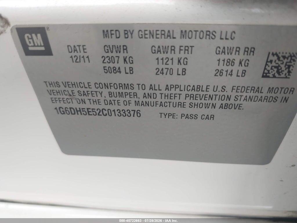 1G6DH5E52C0133376 2012 CADILLAC CTS photo no. 9