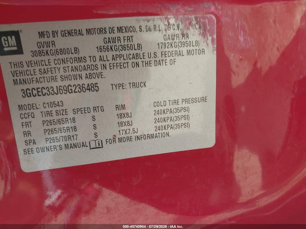 3GCEC33J69G236485 2009 CHEVROLET SILVERADO 1500 photo no. 9