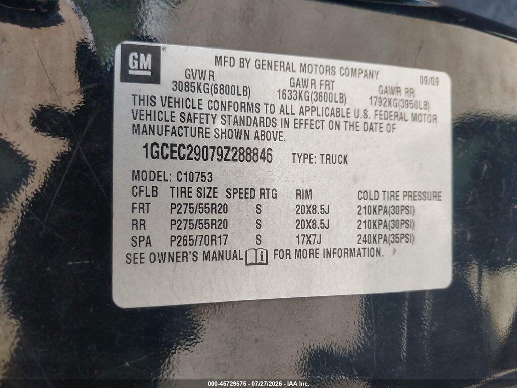 1GCEC29079Z288846 2009 CHEVROLET SILVERADO 1500 photo no. 9