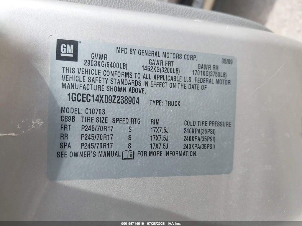 1GCEC14X09Z238904 2009 CHEVROLET SILVERADO 1500 photo no. 9