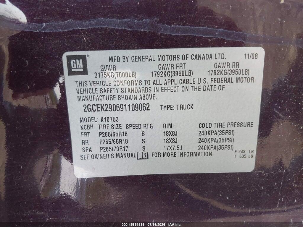 2GCEK290691109062 2009 CHEVROLET SILVERADO 1500 photo no. 9