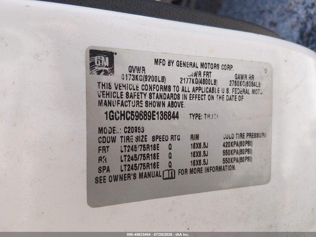 1GCHC59689E136844 2009 CHEVROLET SILVERADO 2500HD photo no. 9