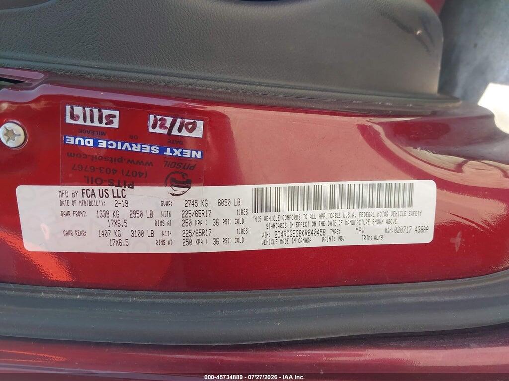 2C4RDGEG8KR640458 2019 DODGE GRAND CARAVAN photo no. 8