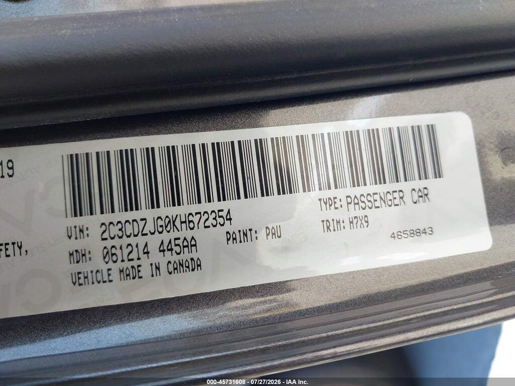 2C3CDZJG0KH672354 2019 DODGE CHALLENGER photo no. 9