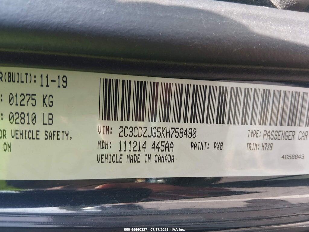 2C3CDZJG5KH759490 2019 DODGE CHALLENGER photo no. 9