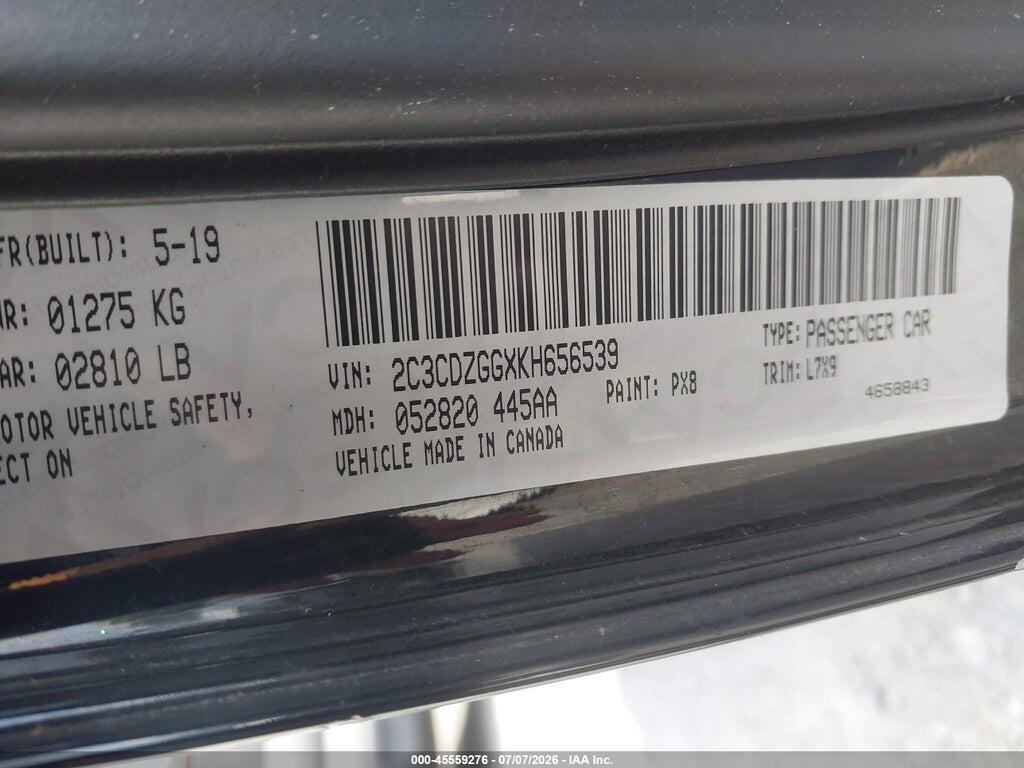 2C3CDZGGXKH656539 2019 DODGE CHALLENGER photo no. 9