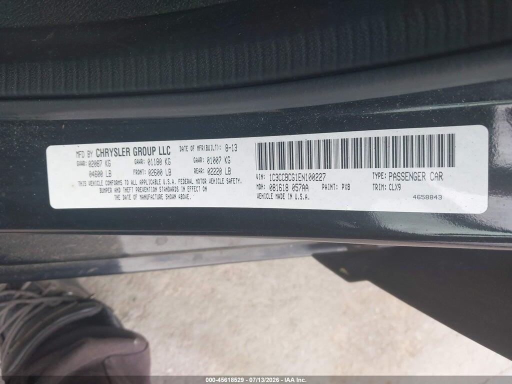 1C3CCBCG1EN100227 2014 CHRYSLER 200 photo no. 9