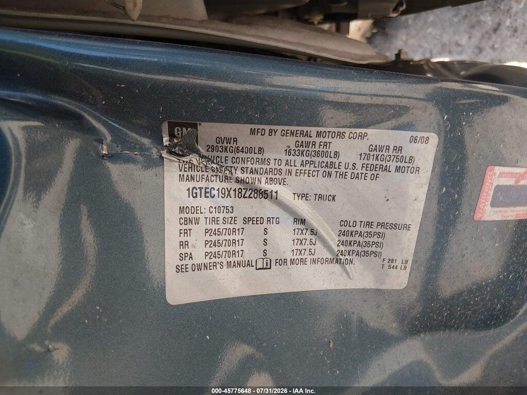 1GTEC19X18Z288511 2008 GMC SIERRA 1500 photo no. 9