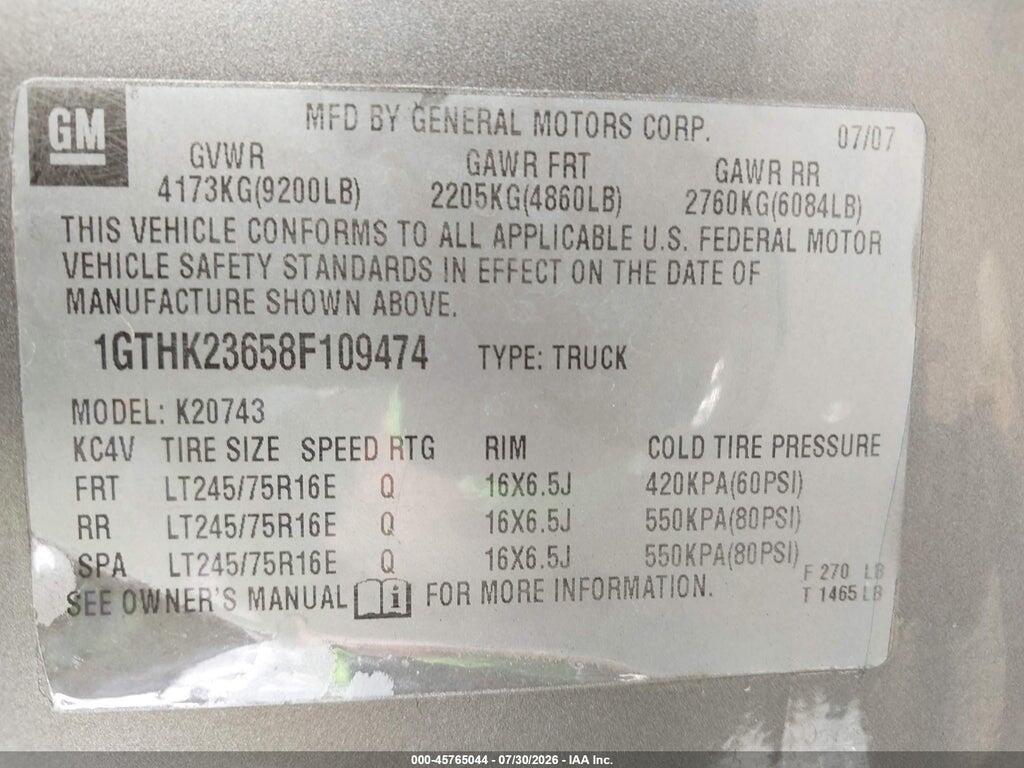 1GTHK23658F109474 2008 GMC SIERRA 2500HD photo no. 9