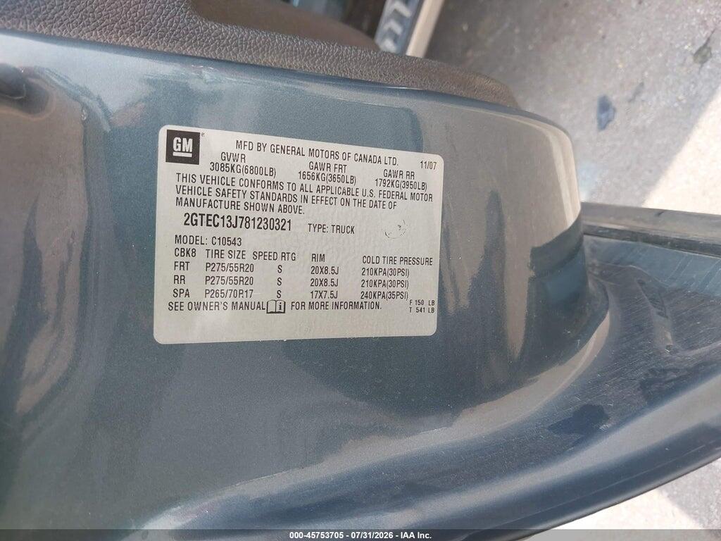 2GTEC13J781230321 2008 GMC SIERRA 1500 photo no. 9
