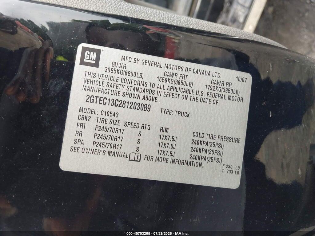 2GTEC13C281203089 2008 GMC SIERRA 1500 photo no. 9