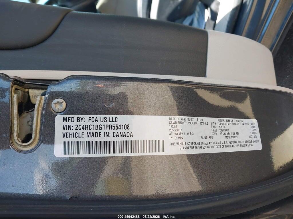 2C4RC1BG1PR564108 2023 CHRYSLER PACIFICA photo no. 9