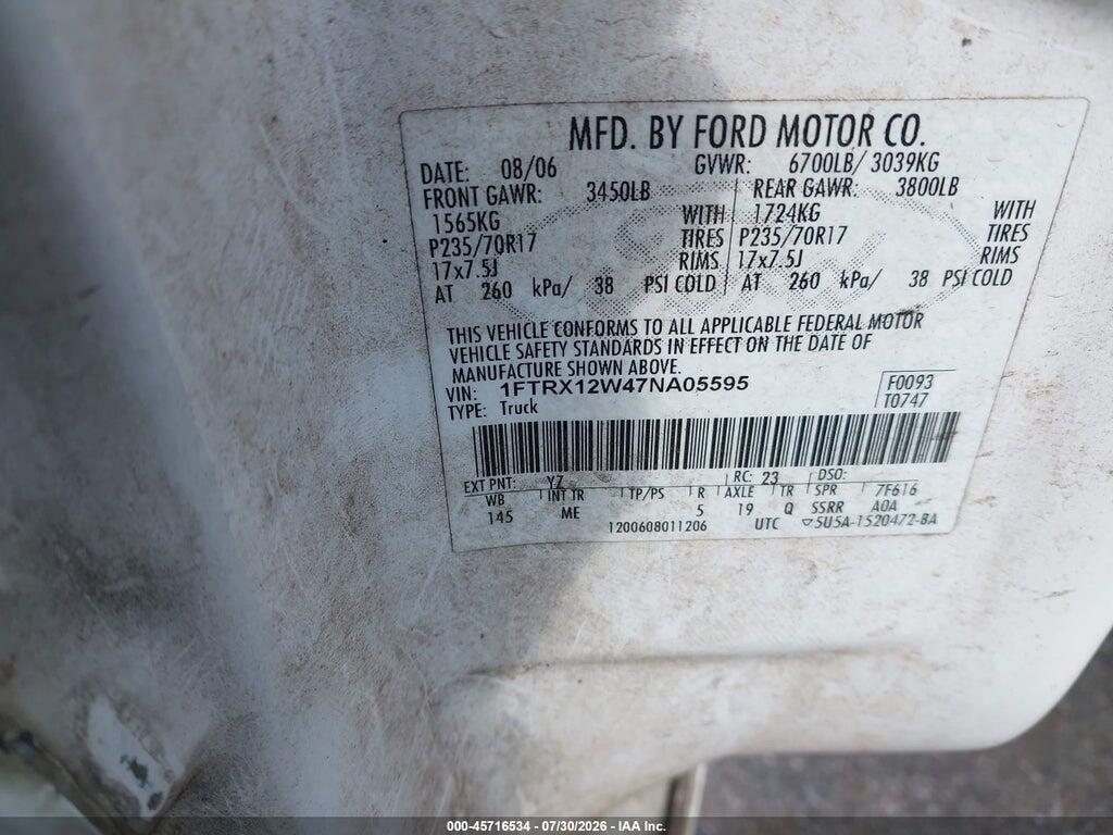 1FTRX12W47NA05595 2007 FORD F-150 photo no. 9