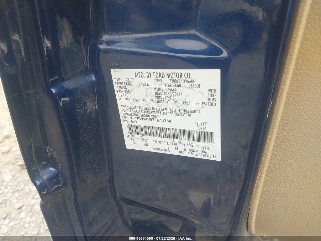 1FTPW14V97FB11758 2007 FORD F-150 photo no. 9