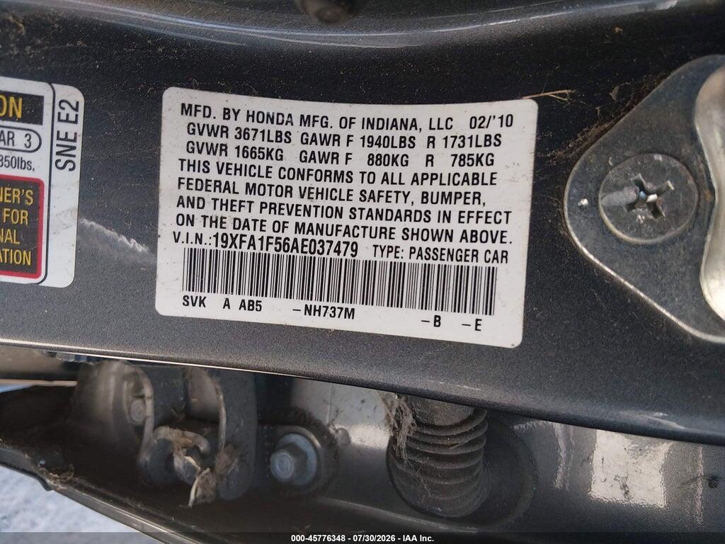 19XFA1F56AE037479 2010 HONDA CIVIC photo no. 9