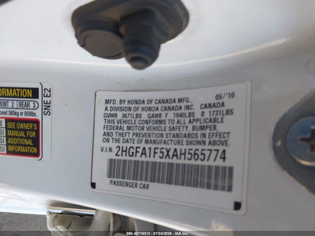 2HGFA1F5XAH565774 2010 HONDA CIVIC photo no. 9