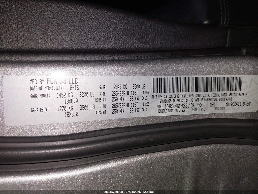 1C4RDJAG1HC651158 2017 DODGE DURANGO photo no. 9