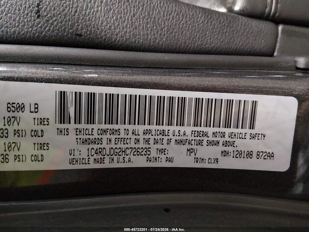 1C4RDJDG2HC726235 2017 DODGE DURANGO photo no. 9