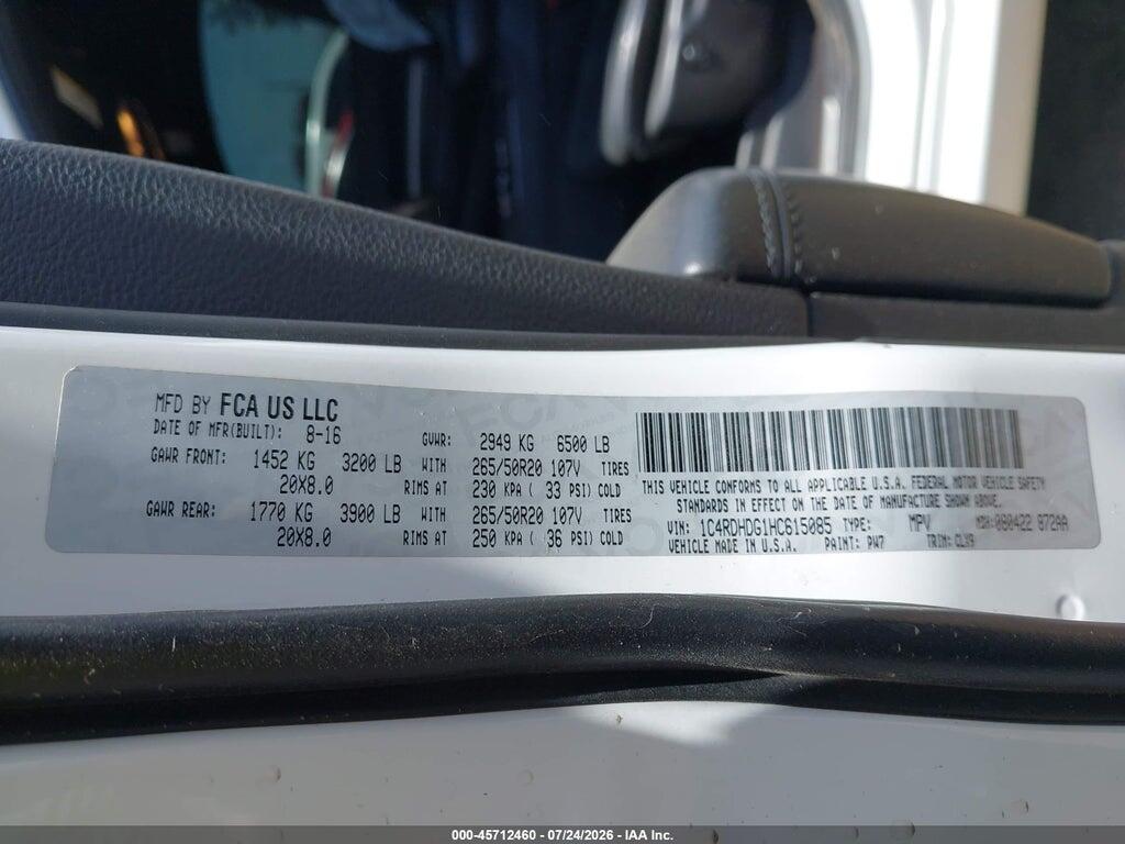 1C4RDHDG1HC615085 2017 DODGE DURANGO photo no. 9