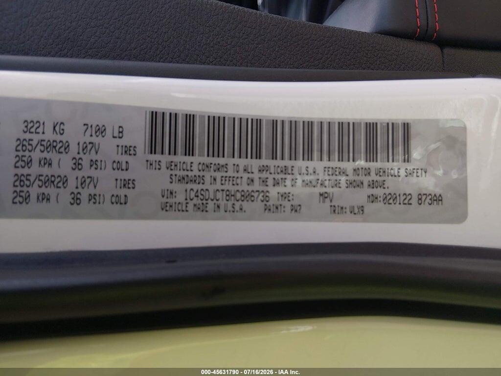 1C4SDJCT8HC806736 2017 DODGE DURANGO photo no. 9