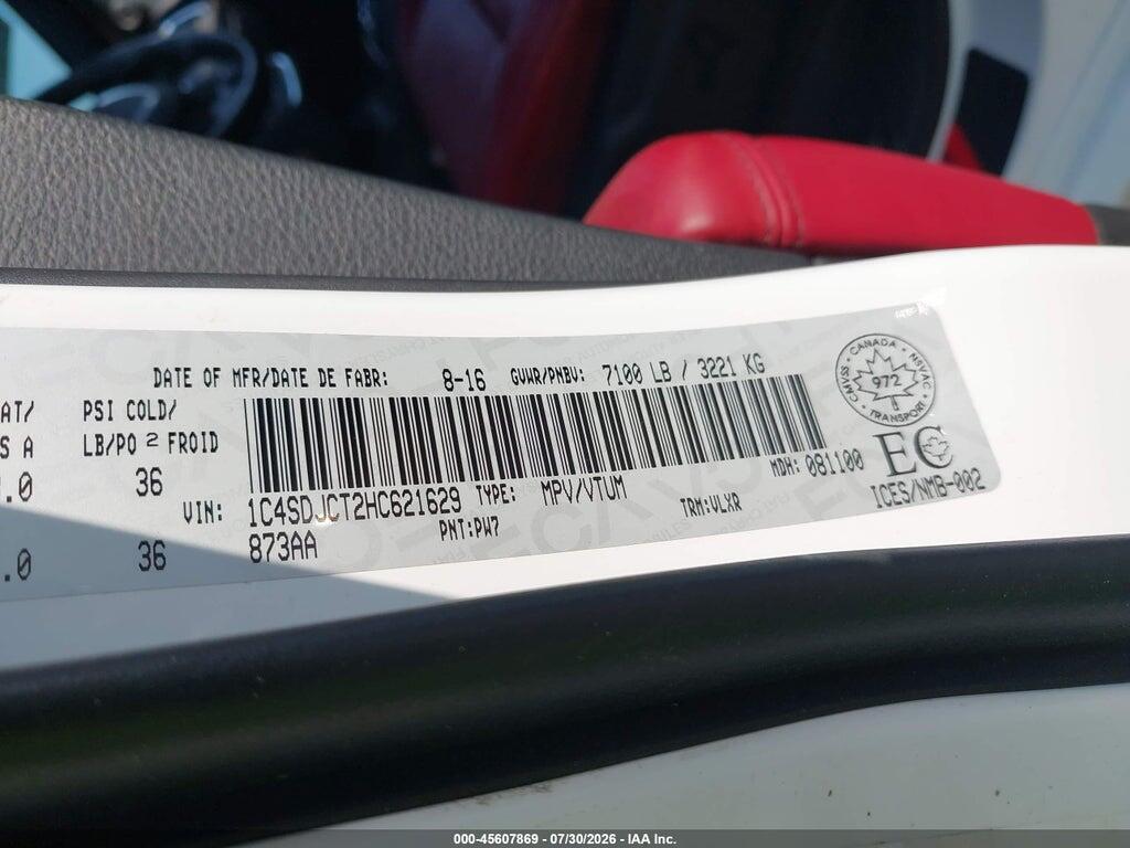 1C4SDJCT2HC621629 2017 DODGE DURANGO photo no. 9