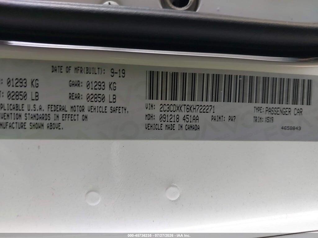 2C3CDXKT6KH722271 2019 DODGE CHARGER photo no. 9