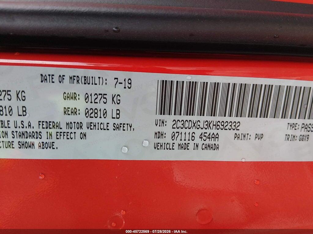 2C3CDXGJ3KH692332 2019 DODGE CHARGER photo no. 9