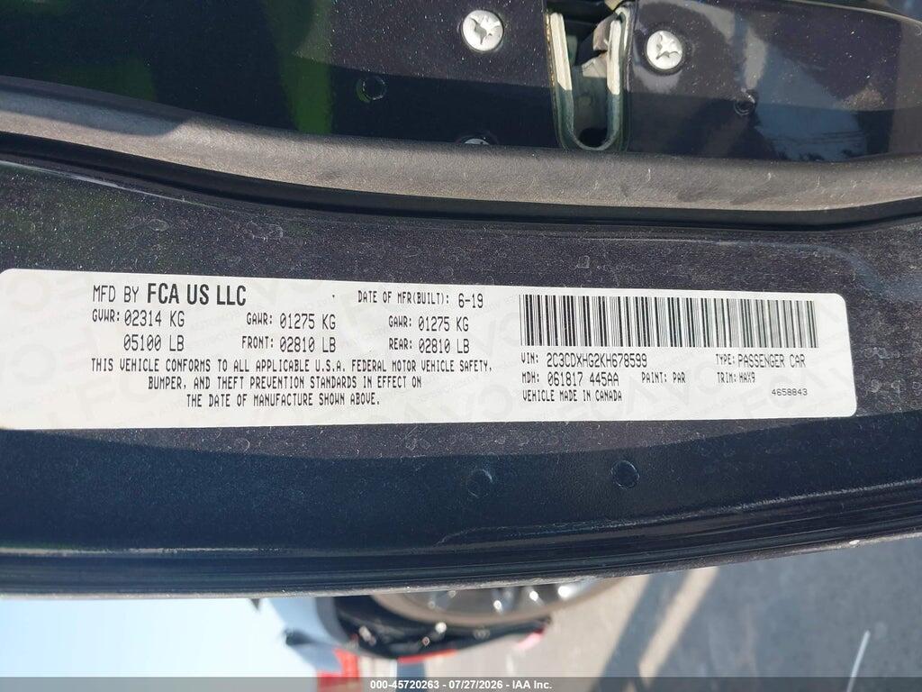 2C3CDXHG2KH678599 2019 DODGE CHARGER photo no. 9