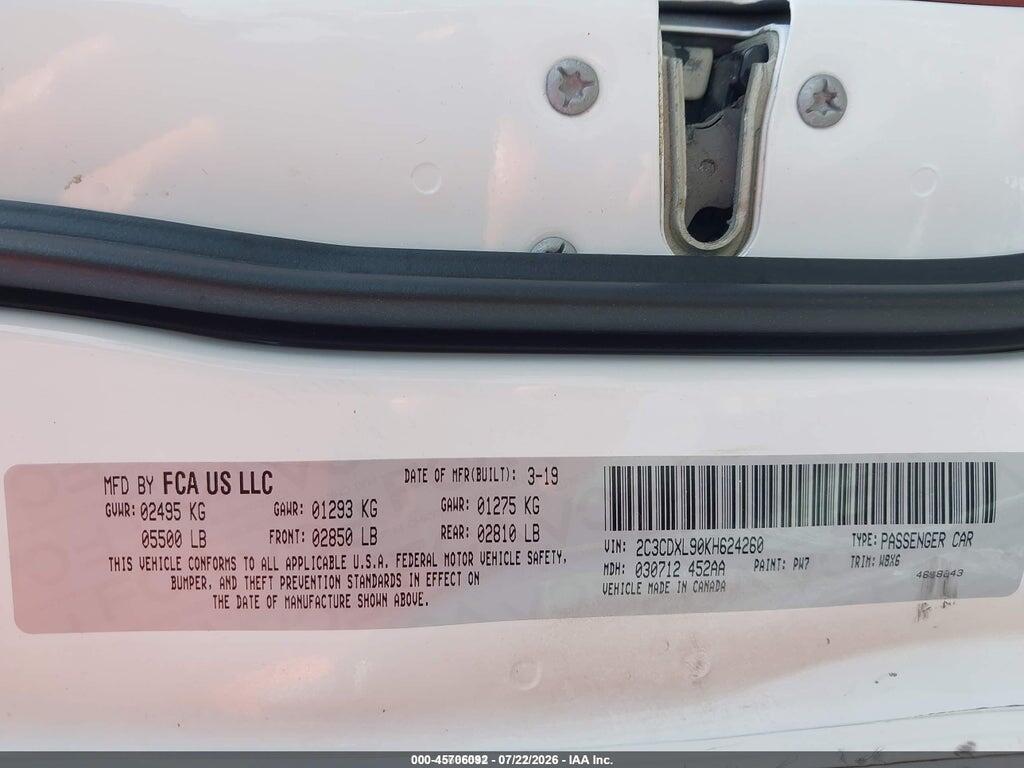 2C3CDXL90KH624260 2019 DODGE CHARGER photo no. 9