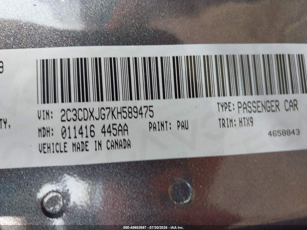 2C3CDXJG7KH589475 2019 DODGE CHARGER photo no. 9
