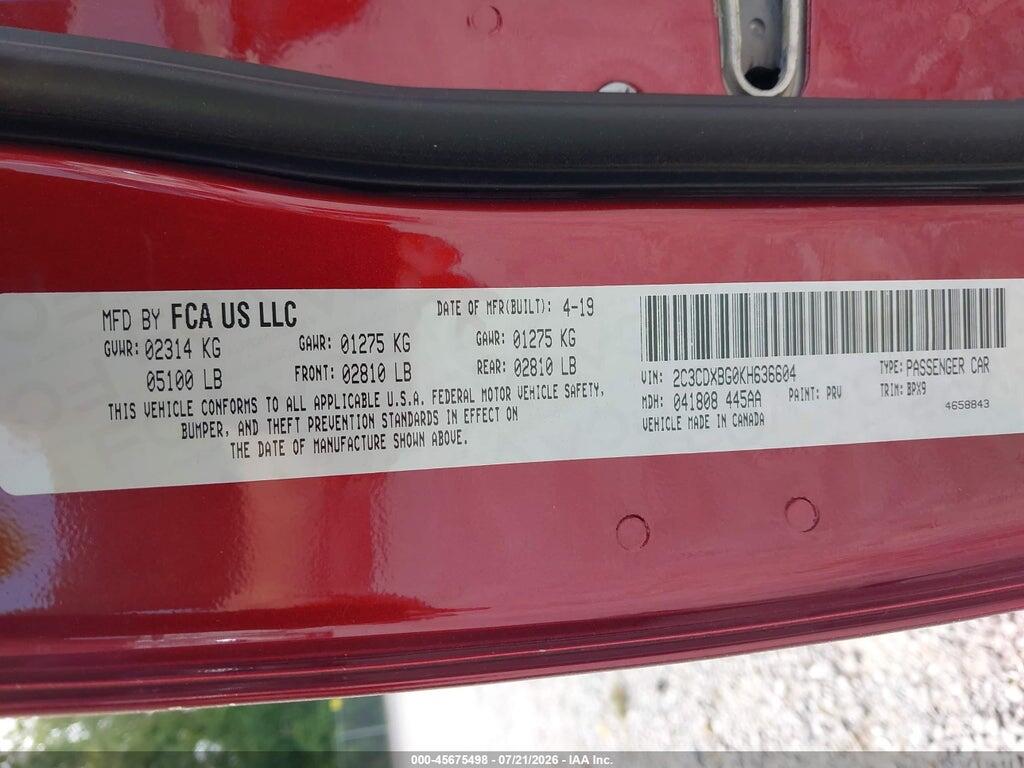 2C3CDXBG0KH636604 2019 DODGE CHARGER photo no. 9