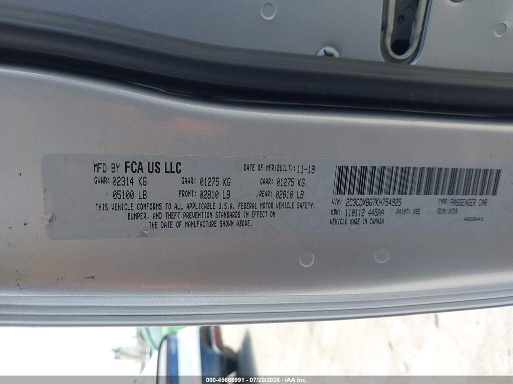 2C3CDXBG7KH754925 2019 DODGE CHARGER photo no. 9