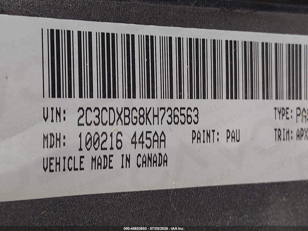 2C3CDXBG8KH736563 2019 DODGE CHARGER photo no. 9