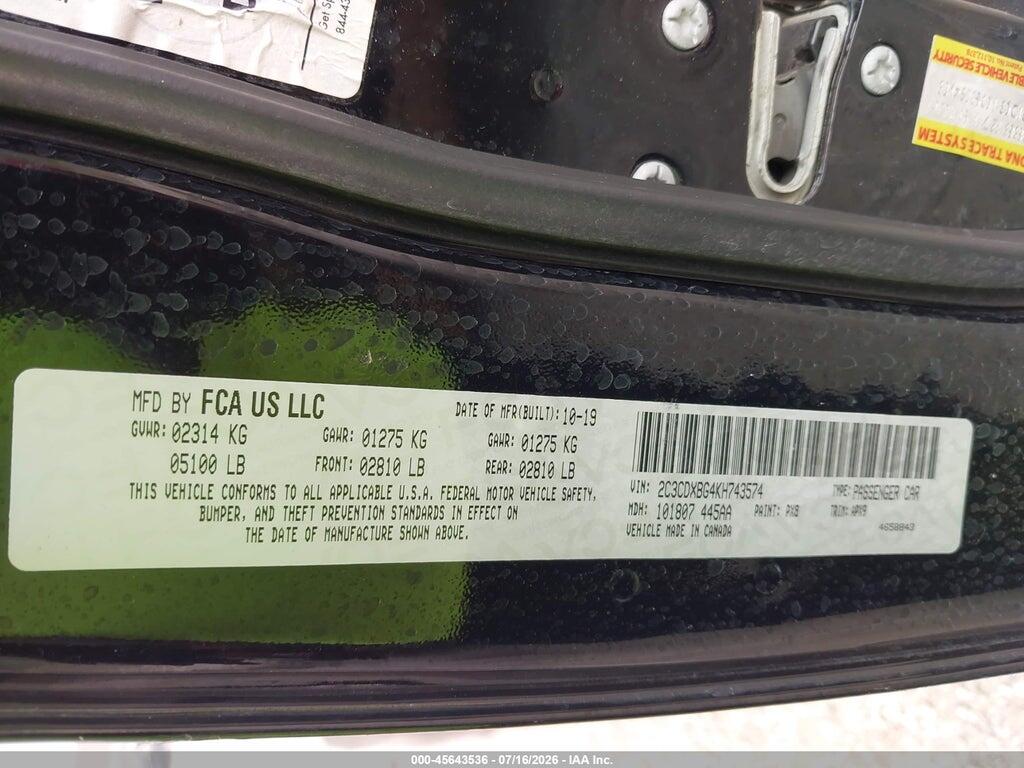 2C3CDXBG4KH743574 2019 DODGE CHARGER photo no. 9