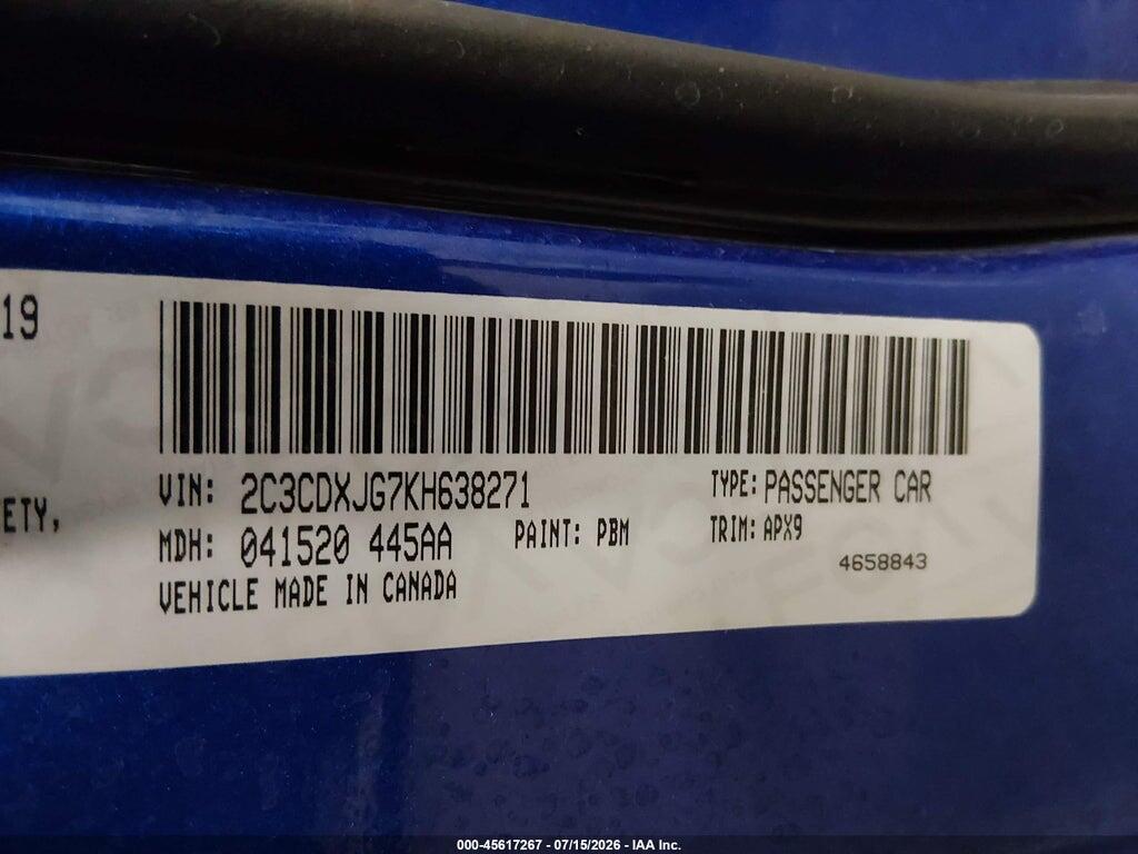 2C3CDXJG7KH638271 2019 DODGE CHARGER photo no. 9