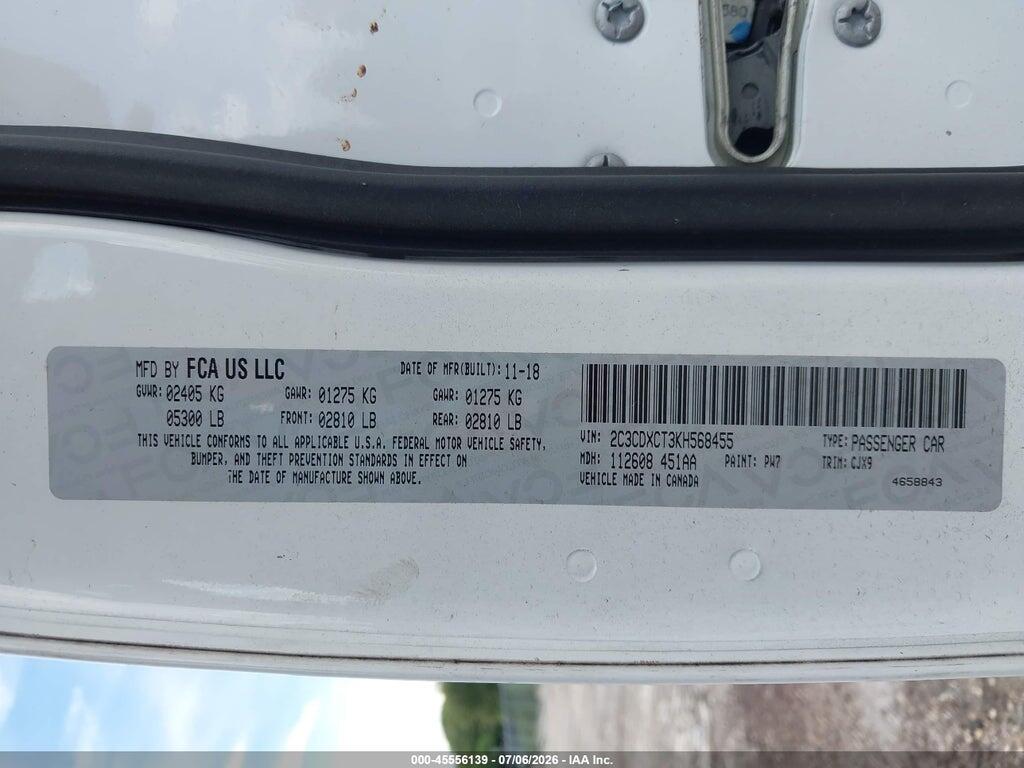 2C3CDXCT3KH568455 2019 DODGE CHARGER photo no. 9