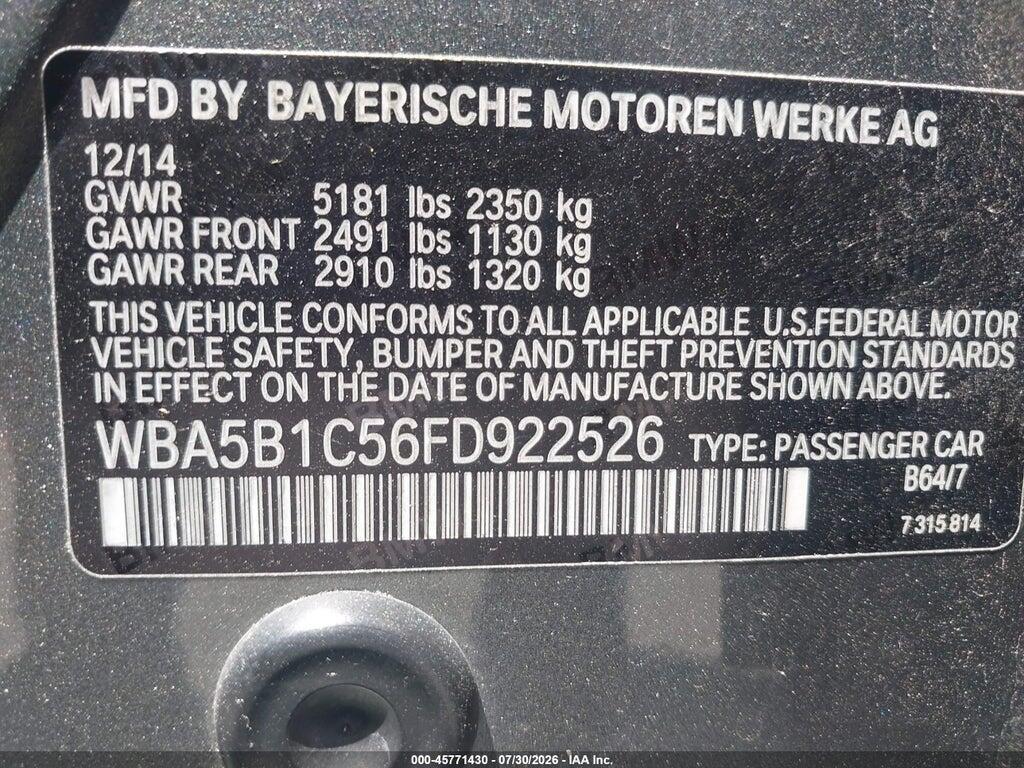 WBA5B1C56FD922526 2015 BMW 535I photo no. 9