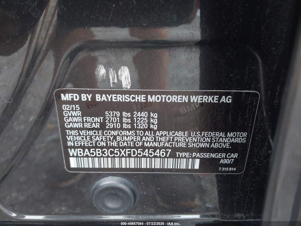 WBA5B3C5XFD545467 2015 BMW 535I photo no. 9
