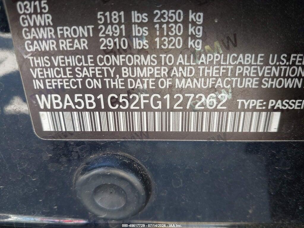 WBA5B1C52FG127262 2015 BMW 535I photo no. 9