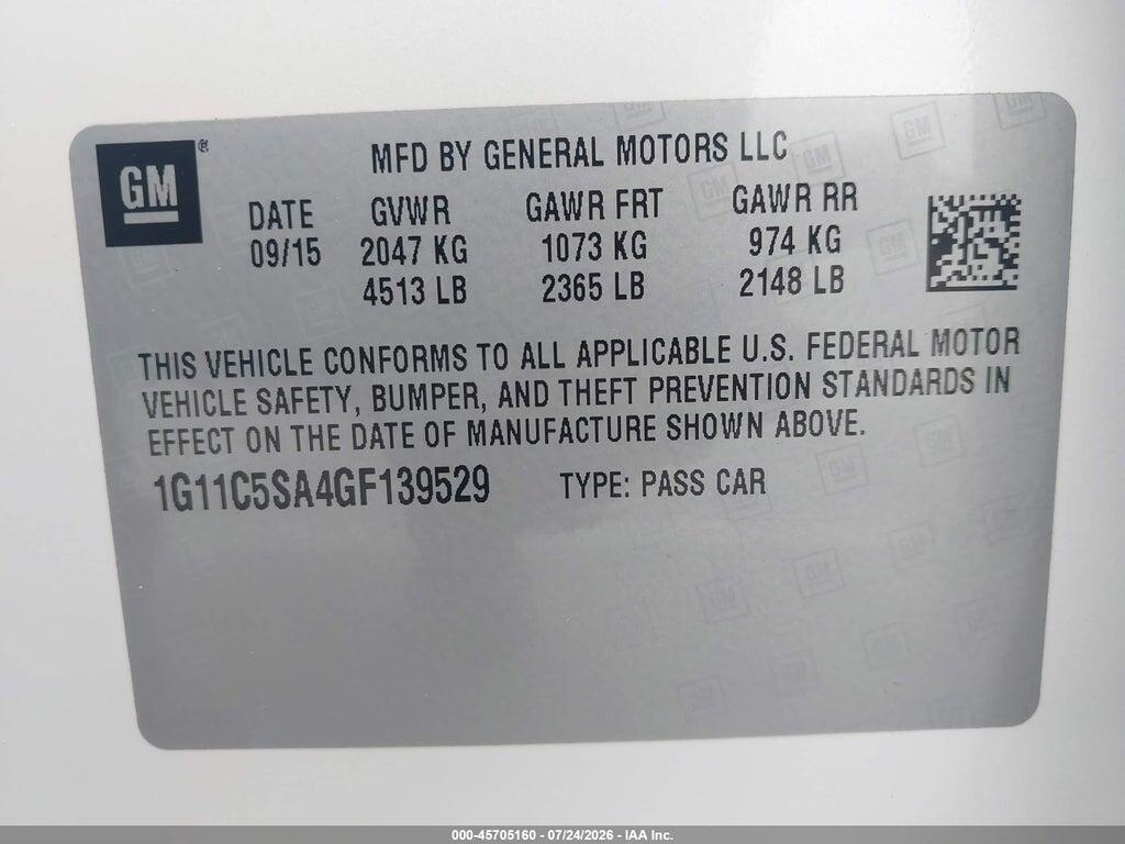 1G11C5SA4GF139529 2016 CHEVROLET MALIBU LIMITED photo no. 9