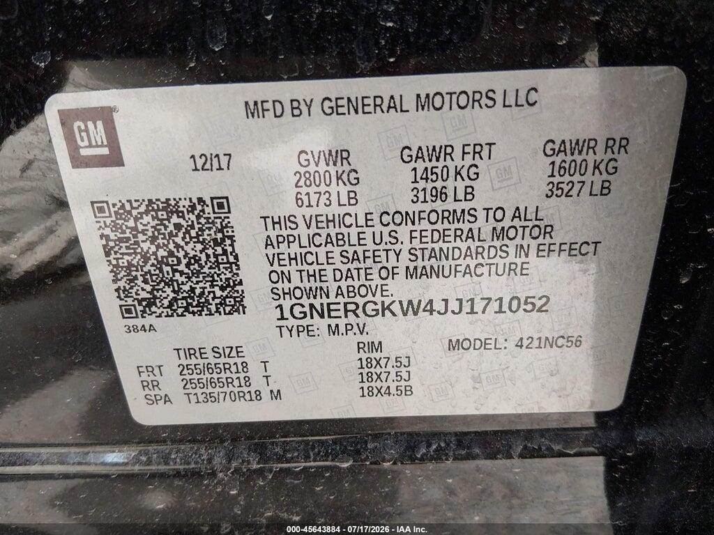 1GNERGKW4JJ171052 2018 CHEVROLET TRAVERSE photo no. 9