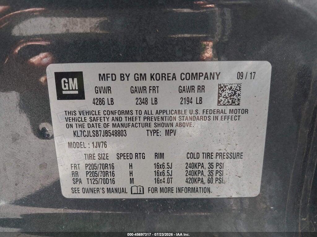 KL7CJLSB7JB548803 2018 CHEVROLET TRAX photo no. 9