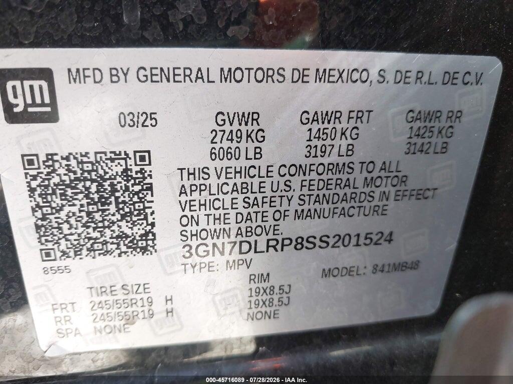 3GN7DLRP8SS201524 2025 CHEVROLET EQUINOX EV photo no. 9