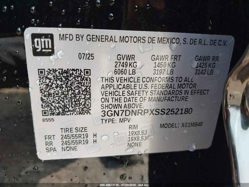 3GN7DNRPXSS252180 2025 CHEVROLET EQUINOX EV photo no. 9