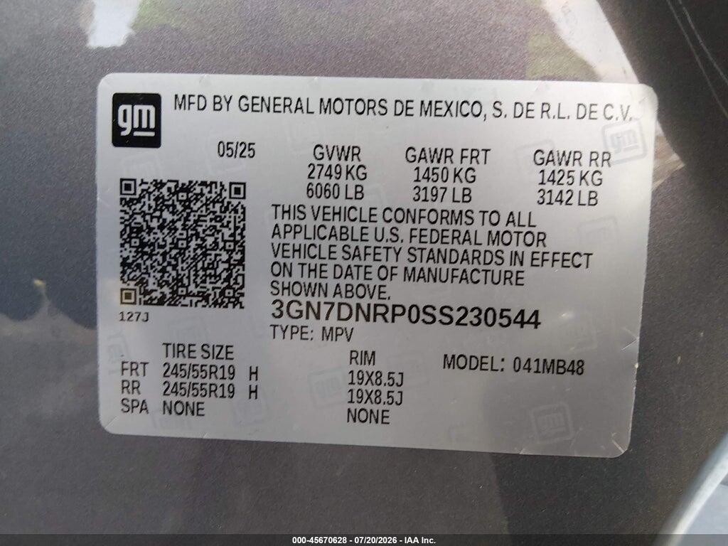 3GN7DNRP0SS230544 2025 CHEVROLET EQUINOX EV photo no. 9