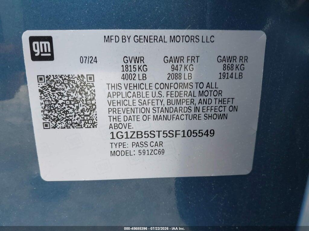 1G1ZB5ST5SF105549 2025 CHEVROLET MALIBU photo no. 9