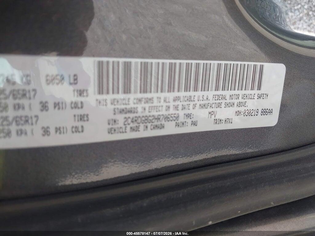 2C4RDGBG2HR706550 2017 DODGE GRAND CARAVAN photo no. 9